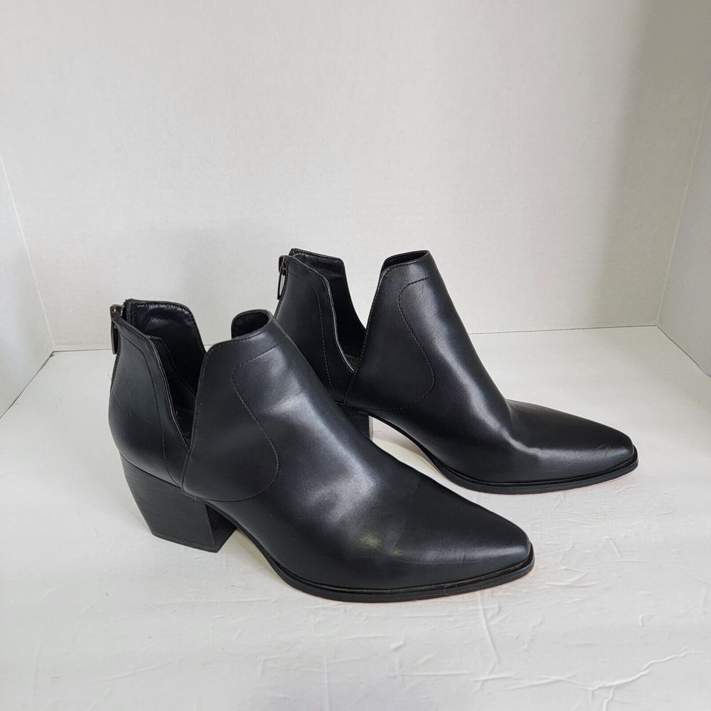 Vince Camuto Womens 8.5M Black‎ Doralli Bootie Chunky Heels Zipper Shoes READ